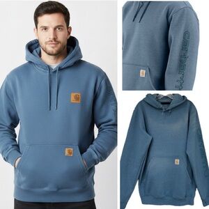 Carhartt Hoodie Loose Fit Distressed Vintage Wash Blue Green Teal Men Size Small